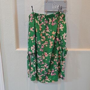 Vince Camuto Green Tiered Mini Skirt with Ruffles